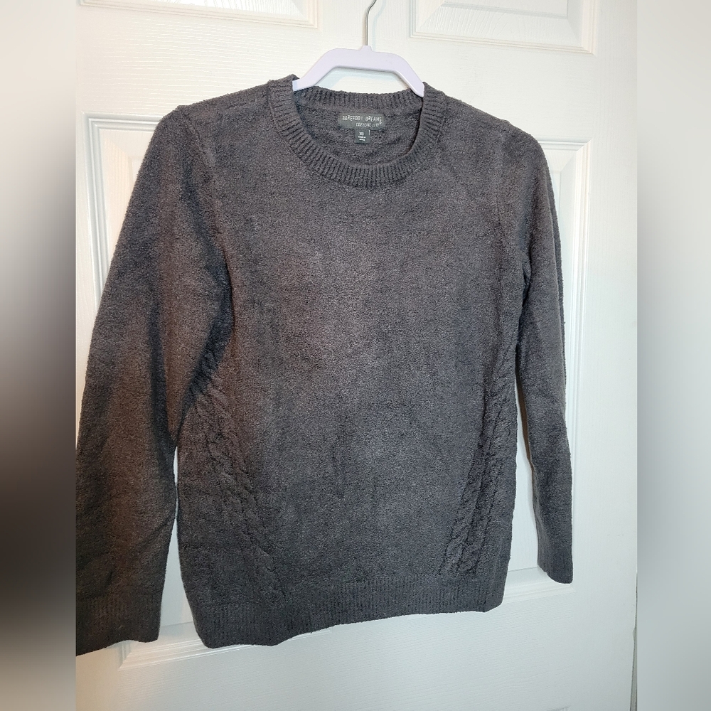 Barefood Dreams Sweater XS Cozy Chick Lite Grey Pullover Long Sleeve Crewneck